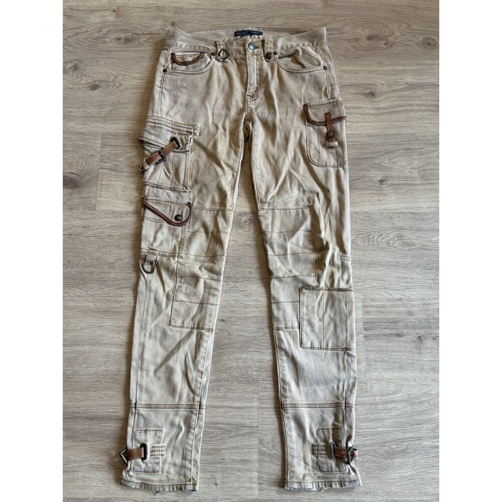 VTG 90s Ralph Lauren 27x31 Cargo Combat Multipocket Pants Beige Skinny Fit